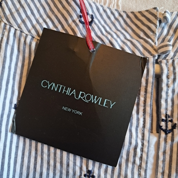 Cynthia Rowley women's size 8 blue and white seersucker lined dress nautical NWT - Picture 4 of 7